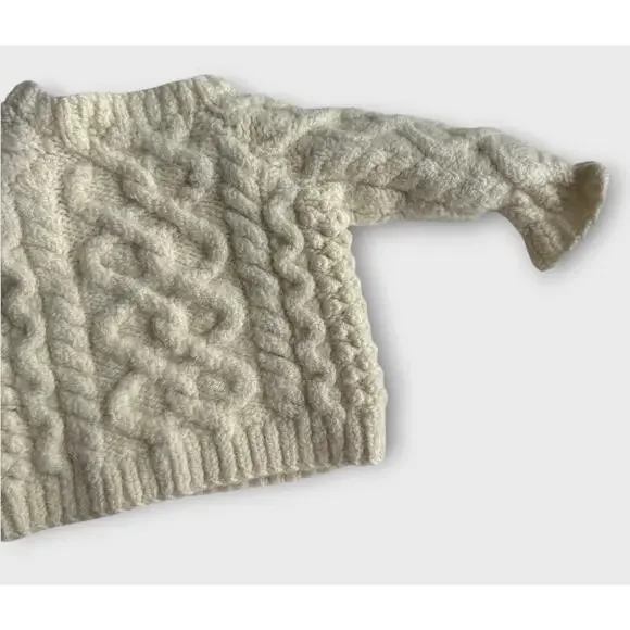 Aran Sweater Market 100% Merino Wool Sweater Shoulder Buttons Baby Size Small - Picture 8 of 15